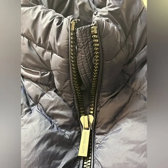 Michael Kors Packable Down Fill Dark Blue Puffer Coat Long Winter Jacket Size XS - Picture 8 of 16